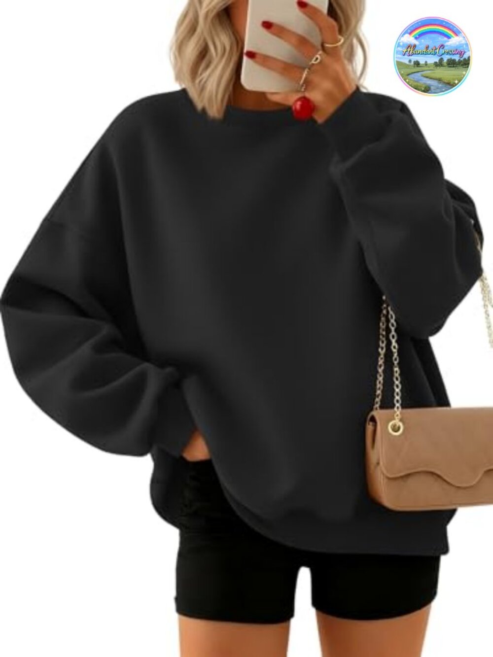 Oversized Crewneck Sweatshirt Pullover Long Sleeve Casual Fall Top